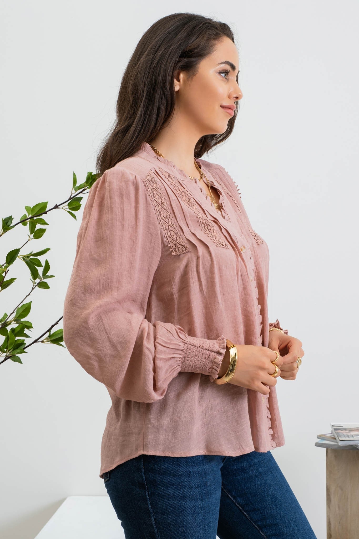 The Chloee Button Up Split Neck Top