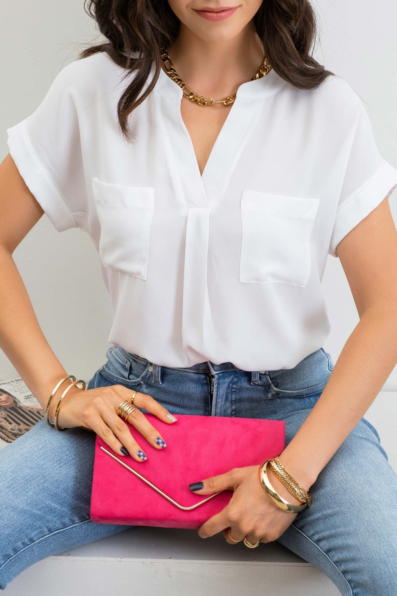 Evelyn Split Neck Top