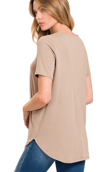 The Alana Short Sleeve Dolphin Hem Top