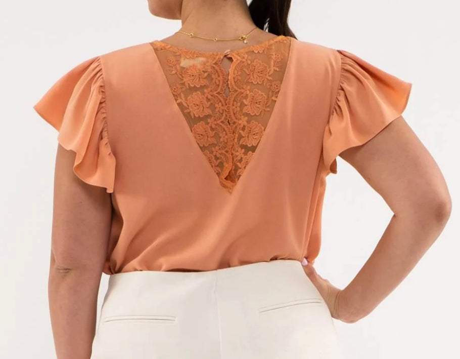 The Danielle Floral Lace Back Woven Top