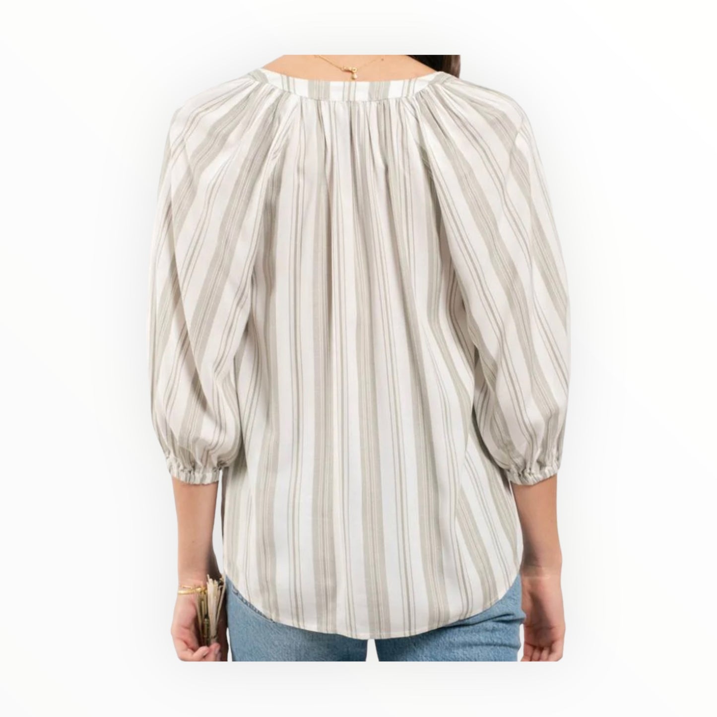 The Gina Striped 3/4 Sleeve Top