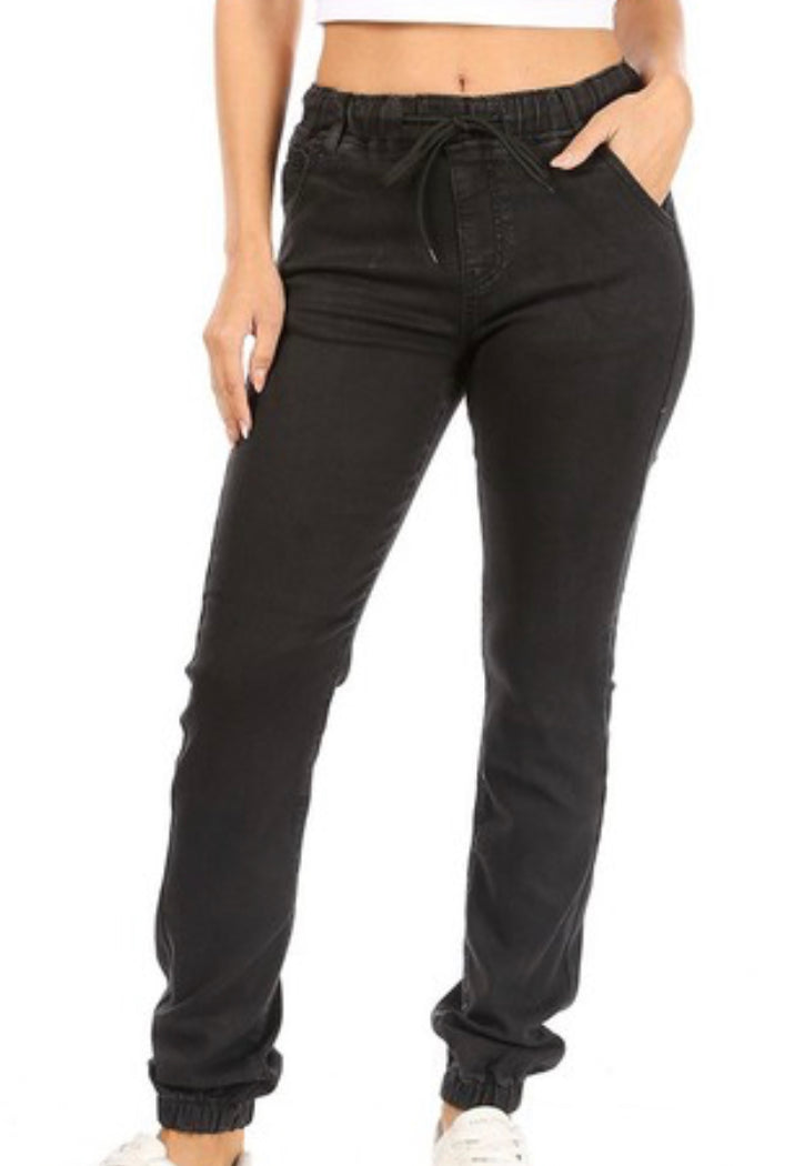 Denim Joggers-Black