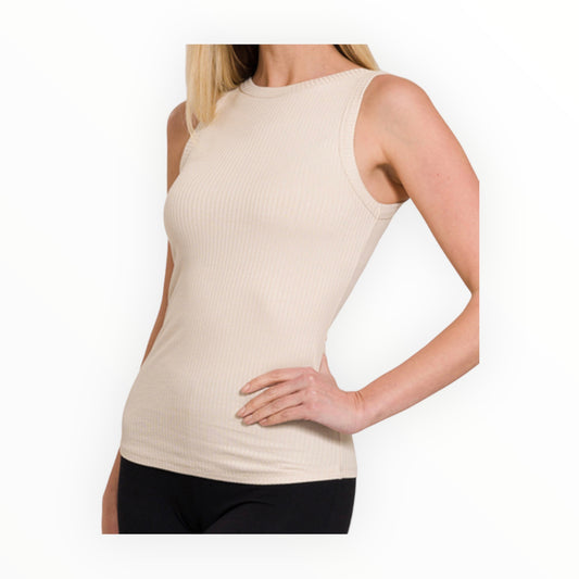 Ribbed Crew Neck Tank