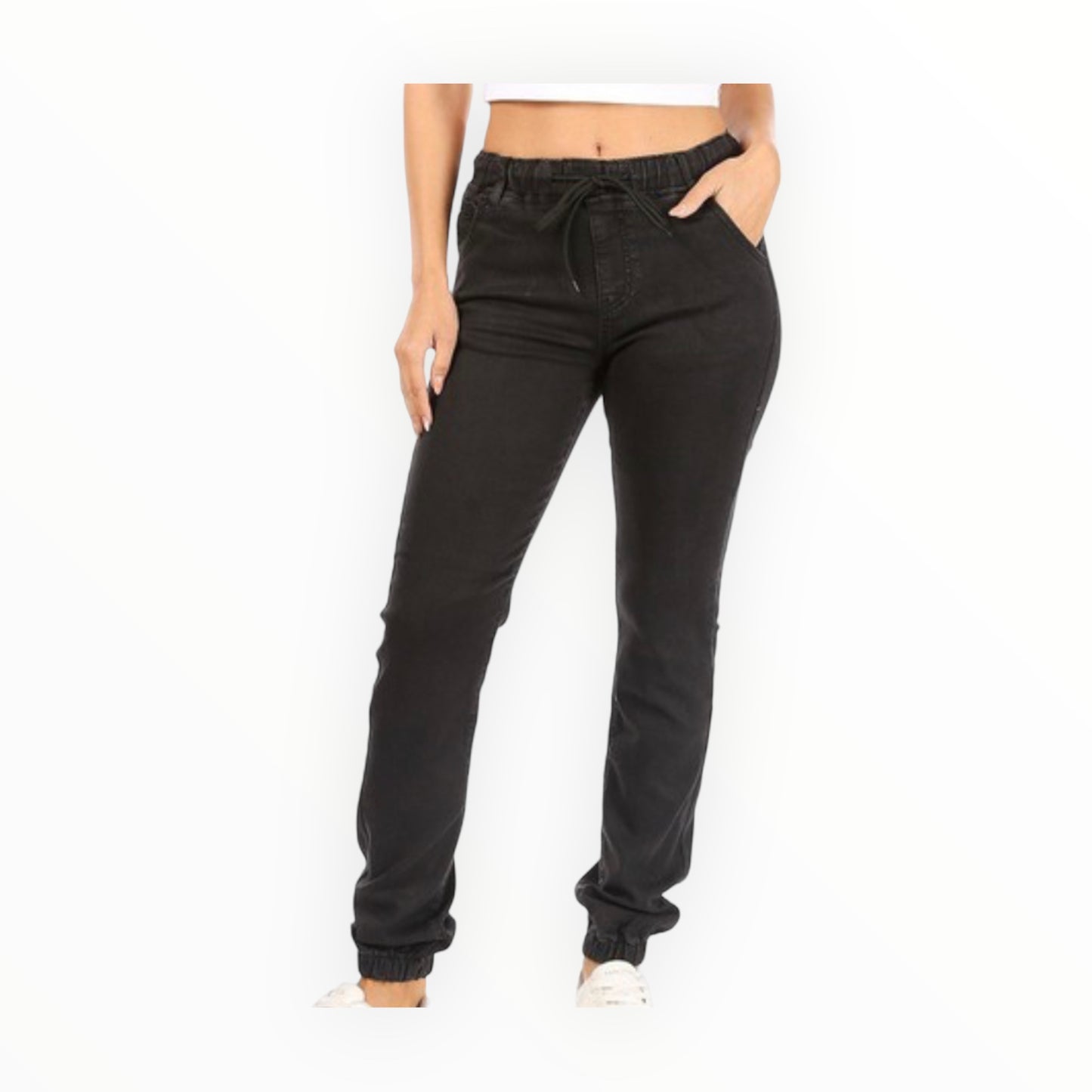 Denim Joggers-Black