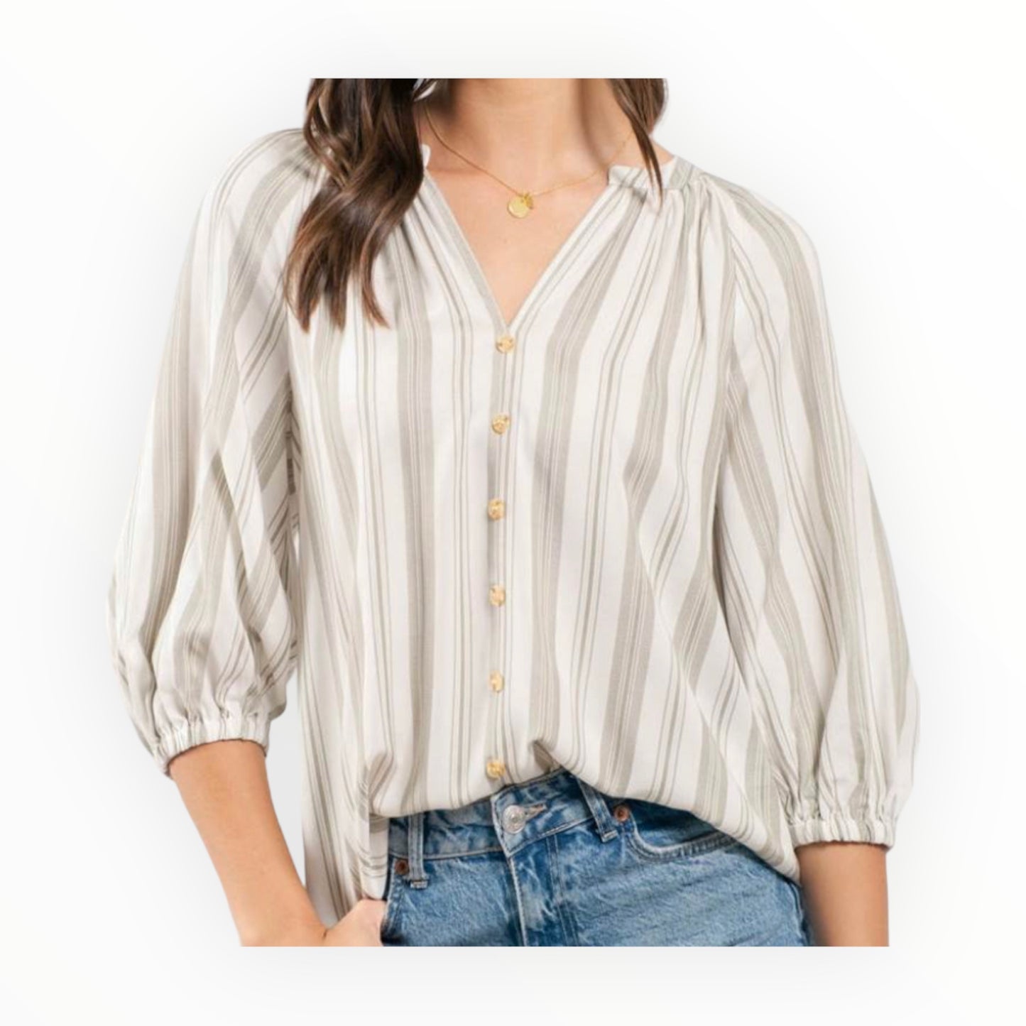 The Gina Striped 3/4 Sleeve Top