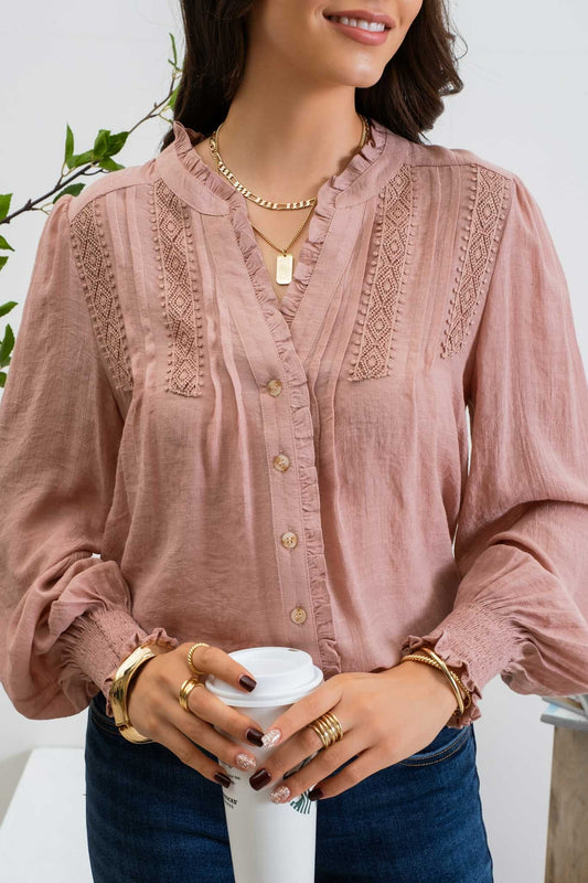 The Chloee Button Up Split Neck Top