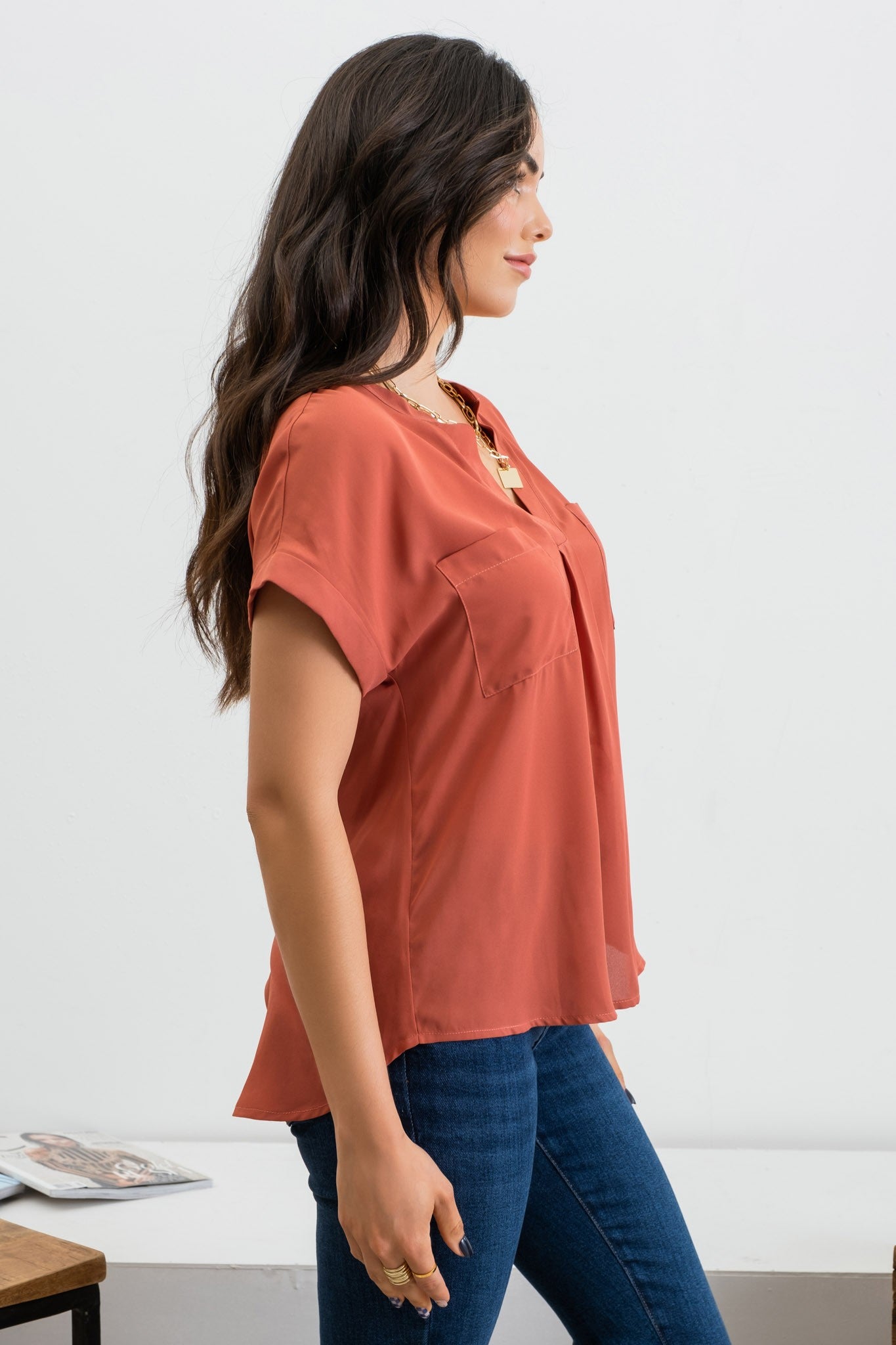 Evelyn Split Neck Top