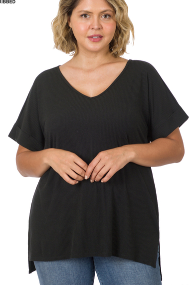 The Daphne Ribbed V-Neck Top