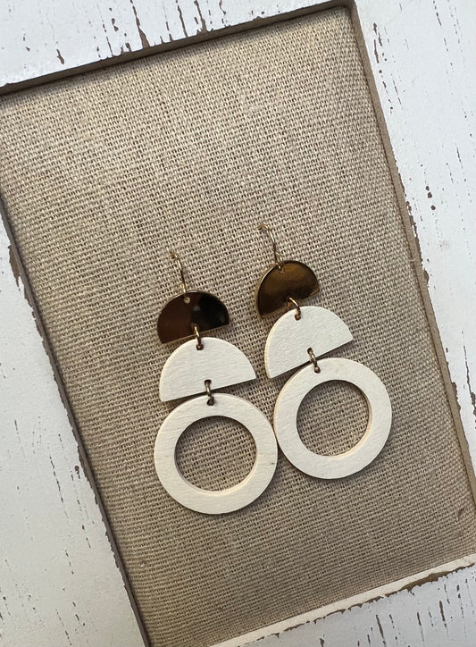 Half Moon Circle Wood Drop Earrings