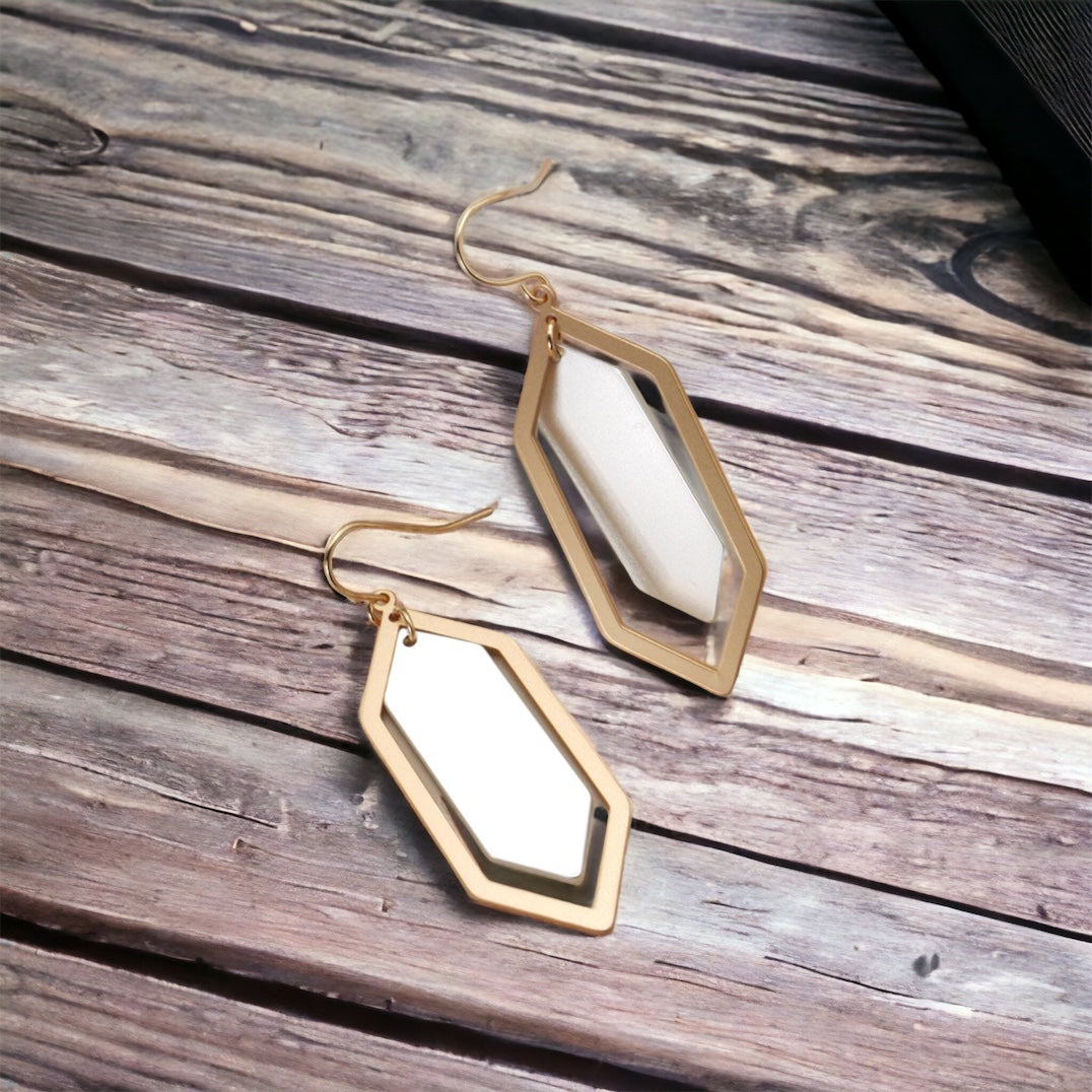 Elongated Hexagon Drop Earrings