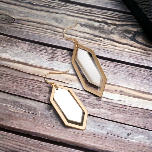 Elongated Hexagon Drop Earrings