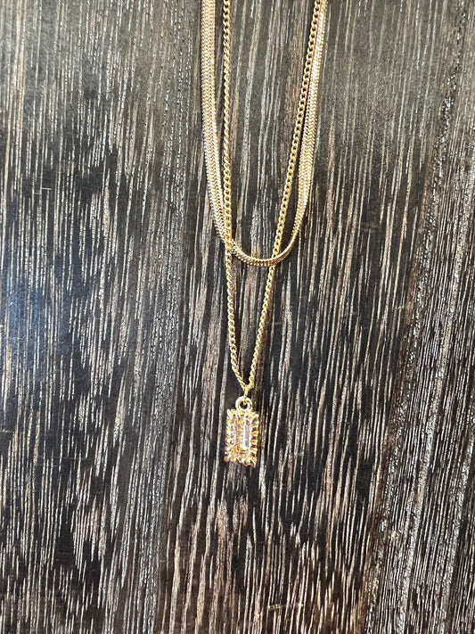 Snake Chain Stone Pendant  Layer Choker