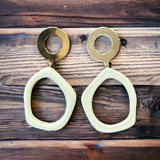 Off Shape Circle Clay Drop Earrings