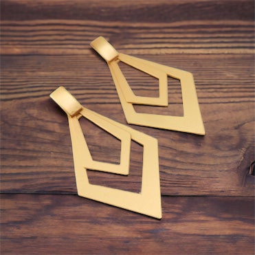 Double Diamond Shape Drop Earrings