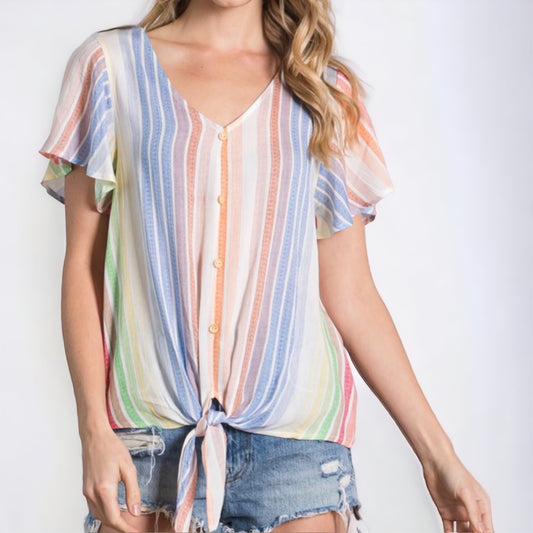 Short Sleeve Front Knot Top