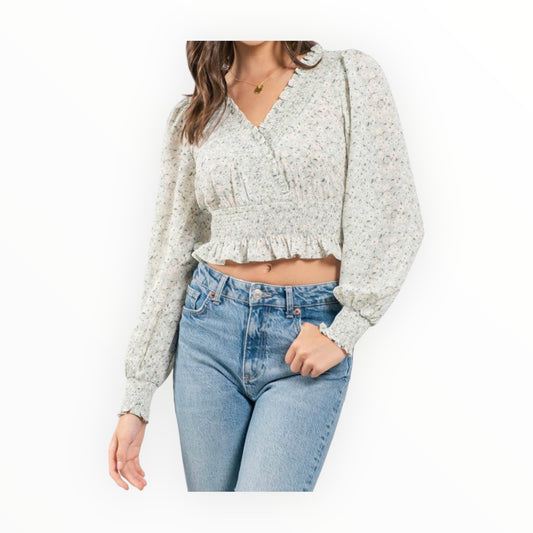 The Sweet Reyna Smocked Body Crop Top