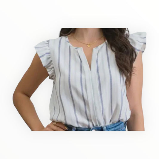 The Arlowe Striped Flutter Sleeve Blouse