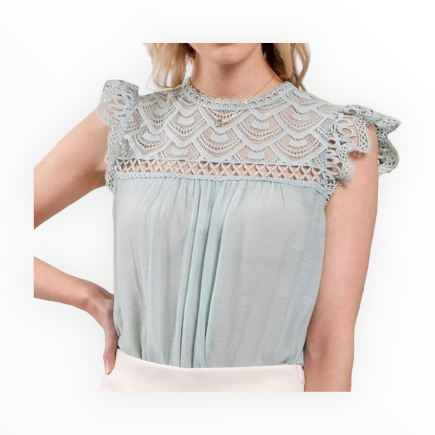 Ambra Lace Yoke Woven Top