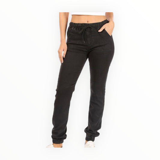Denim Joggers-Black