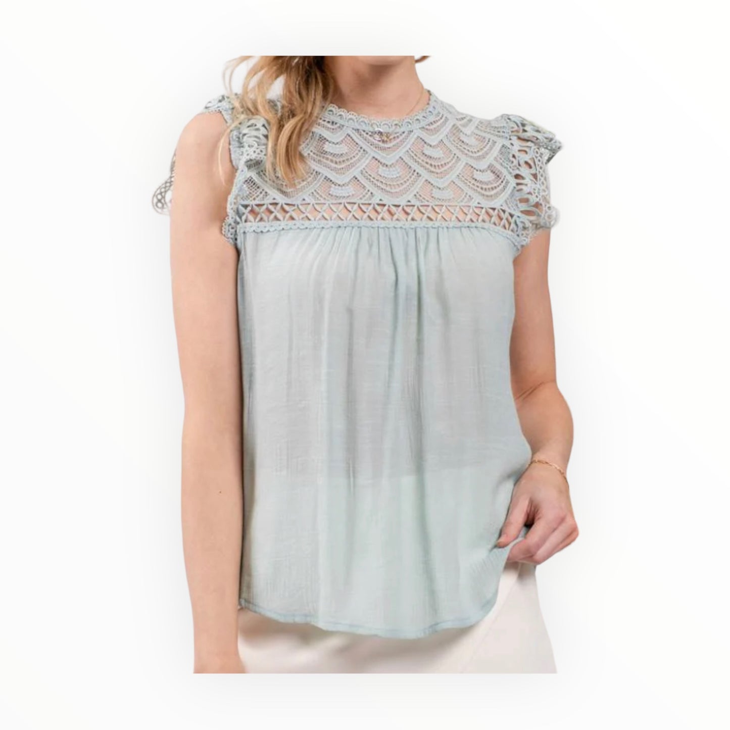Ambra Lace Yoke Woven Top