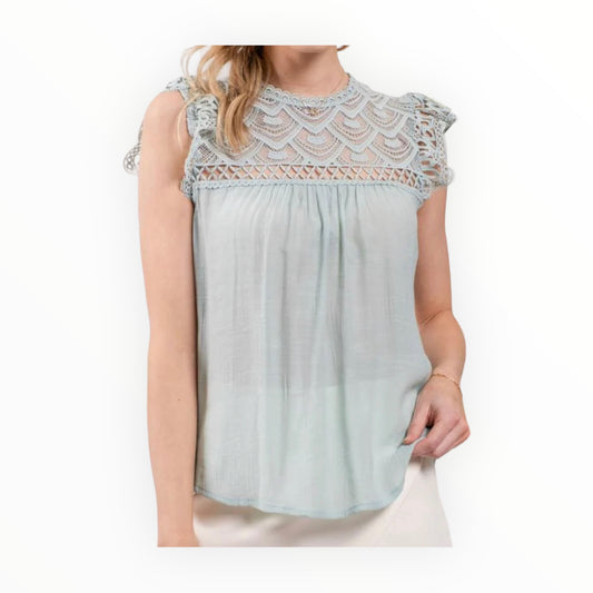 Ambra Lace Yoke Woven Top
